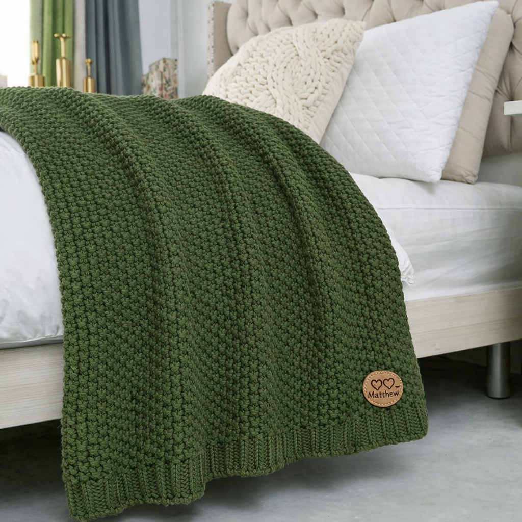 Personalized Knit Throw Blanket